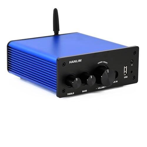 200W HiFi verstärker Bluetooth/Optischer Eingang/koaxialer Eingang/USB/AUX-Eingang, Höhen/Bassregler, AUX-Ausgang, verstärker für Lautsprecher, HiFi-Audio, Fernbedienung im Lieferumfang enthalten von HANLIM