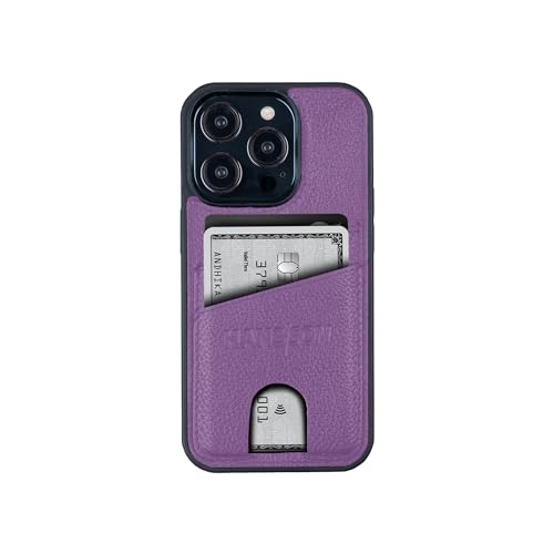 HANS/SON Echt-Leder-Handyhülle für iPhone 15 Pro – Schmales Case mit Kartenfach, exzellenter Schutz, perfekte Passform, handgefertigt, 6,12 Zoll – Mauve von HANS/SON