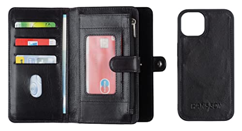 HANS/SON Echtleder Handyhülle iPhone 13 Pro Schwarz | Handyhülle aus Leder mit Geldbörse | Schwarze iPhone 13 Pro Ledercase mit Kartenfach | Magsafe kompatibel | Geldbeutel inkl. Münzfach & Scheinfach HANS/SON Echtleder Handyhülle iPhone 13 Pro Schwarz | Handyhülle aus Leder mit Geldbörse | Schwarze iPhone 13 Pro Ledercase mit Kartenfach | Magsafe kompatibel | Geldbeutel inkl. Münzfach & Scheinfach von HANS/SON