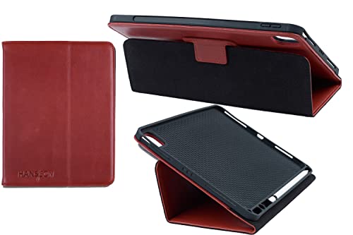 HANS/SON Echtlederhülle | iPad Air 4. / 5. Generation Ledercase | Schutz vor Stürzen und Stössen | Schutzhülle aus Leder (Rot) von HANS/SON