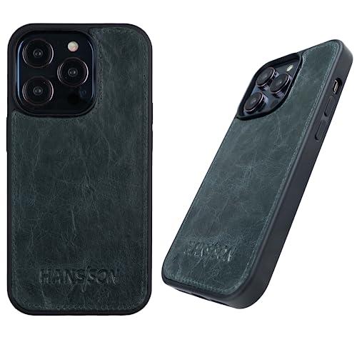 HANS/SON Handyhülle aus Echtleder | iPhone 12 Pro Max Ledercase | Stoßfest kompatibel | Dünn | MagSafe | Hochwertig | Schutzhülle für iPhone 12 Pro Max in Petrol von HANS/SON