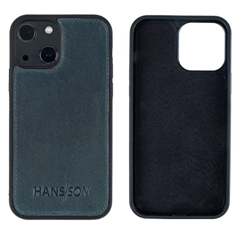 HANS/SON Handyhülle aus Echtleder | iPhone 13 Ledercase | Stoßfest | Dünn | MagSafe | Schutzhülle iPhone 13 in Petrol von HANS/SON