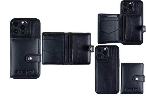 HANS/SON Handyhülle aus Echtleder mit Kartenfach | Für iPhone 13 Pro | Schwarzes Ledercase mit Kreditkartenfächern | Magsafe kompatibel | Echtlederhülle in Schwarz von HANS/SON