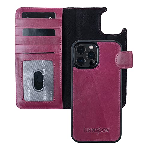 HANS/SON Klappbare Echtleder Handyhülle Magenta | iPhone 13 Pro Ledercase mit Kartenfächern | Lederhülle mit Scheinfach | Stossfest | Kompatibel mit MagSafe | Magnetische Klapphülle in Magenta HANS/SON Klappbare Echtleder Handyhülle Magenta | iPhone 13 Pro Ledercase mit Kartenfächern | Lederhülle mit Scheinfach | Stossfest | Kompatibel mit MagSafe | Magnetische Klapphülle in Magenta von HANS/SON