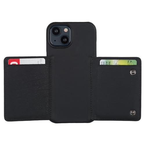 HANS/SON Leder-Falt Handyhülle | iPhone 15 | Echtleder | 6,12 Zoll | Aufklappbar | Stoßfest | 2 in 1 Hülle | Kreditkartenetui | Kabelloses Laden | Schwarz HANS/SON Leder-Falt Handyhülle | iPhone 15 | Echtleder | 6,12 Zoll | Aufklappbar | Stoßfest | 2 in 1 Hülle | Kreditkartenetui | Kabelloses Laden | Schwarz von HANS/SON