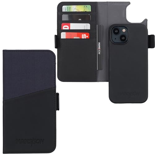 HANS/SON Leder Handyhülle mit Kartenfächern | iPhone 15 Pro | Echtleder | 6,12 Zoll | Schmal | Klapphülle | Stoßfest | 2 in 1 Hülle | Kreditkartenetui | Kabelloses Laden | Navy Blau HANS/SON Leder Handyhülle mit Kartenfächern | iPhone 15 Pro | Echtleder | 6,12 Zoll | Schmal | Klapphülle | Stoßfest | 2 in 1 Hülle | Kreditkartenetui | Kabelloses Laden | Navy Blau von HANS/SON