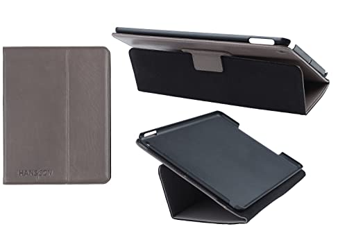HANS/SON iPad Hülle für die 7. / 8. / 9. Generation – Hochwertige Echt-Leder-Hülle mit Standfunktion, Schutz vor Stößen und Stürzen, 10,2 Zoll – Grau von HANS/SON
