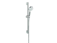 HANSGROHE Crometta 1Jet Brausegarnitur in Weiß/Chrom mit 650 mm Brausestange, Handbrause mit 1 Strahlfunktion und 1,6 Meter Brauseschlauch von HANSGROHE