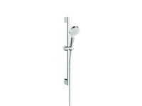 HANSGROHE Crometta Vario Brausegarnitur in Weiß/Chrom mit 650 mm Brausestange, Ø100 mm Handbrause mit 2 Strahlfunktionen und 1,6 Meter Brauseschlauch von HANSGROHE