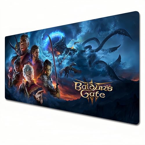 Baldur's Gate 3 Mauspad,XXL Lila Großes Gaming-Mauspad 900x400 mit genähtem Rand und Rutschfester Schreibtischunterlage für das Home Office. (XXL) von HANSUFEN