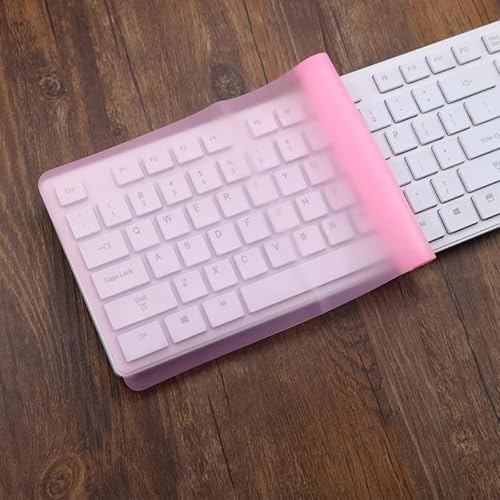 DüNn Tastaturschutz Universal Tastatur Schutzfolie Tastatur SchutzhüLle Silikon Tastaturabdeckung Universal Wasserdichter,Staubdichter Tastaturschutzfilm FüR Desktop-Computertastaturen (Rosa) von HAOBIN