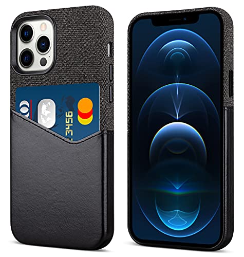 HAOBOBRO Hülle für iPhone 12 Pro Max - 1 Kartenfächer für Ausweise oder Kreditkarten - Cover aus Hochwertigem Gewebe und Leder - Dünn Aber Schützend Handy Schutzhülle - Backcover Cover Schwarz HAOBOBRO Hülle für iPhone 12 Pro Max - 1 Kartenfächer für Ausweise oder Kreditkarten - Cover aus Hochwertigem Gewebe und Leder - Dünn Aber Schützend Handy Schutzhülle - Backcover Cover Schwarz von HAOBOBRO