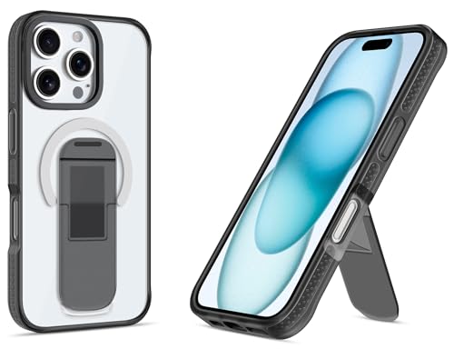 HAOBOBRO Kickstand Series - für Phone 16 Pro Hülle mit Standfunktion - Magnetischer Schutzhülle Kompatibel mit MagSafe - Stoßfest Handyhülle für Phone 16 Pro Case mit Ständer - Mattierte/Schwarz HAOBOBRO Kickstand Series - für Phone 16 Pro Hülle mit Standfunktion - Magnetischer Schutzhülle Kompatibel mit MagSafe - Stoßfest Handyhülle für Phone 16 Pro Case mit Ständer - Mattierte/Schwarz von HAOBOBRO
