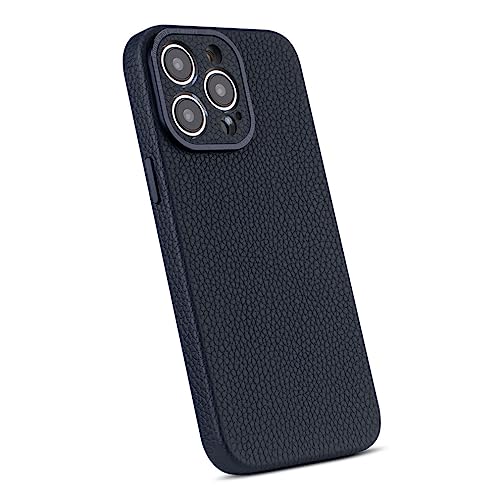 HAOBOBRO Pebble Series - iPhone 14 Pro Max Hülle | Kameraschutz Handyhülle - iPhone 14 Pro Max Leder Case mit MagSafe - iPhone 14 Pro Max Leather Case | 360° Voll abgedeckte stoßfeste Ledercase - Blu von HAOBOBRO