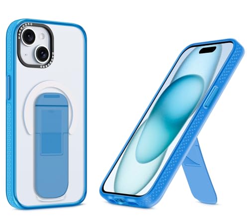 HAOBOBRO für iPhone 15 Hülle mit Standfunktion - Dünn Schutzhülle Kompatibel mit MagSafe - Stoßfest Handyhülle für iPhone 15 Case mit Ständer - Mattierte PC Rückseite + Silikon TPU - Blau von HAOBOBRO