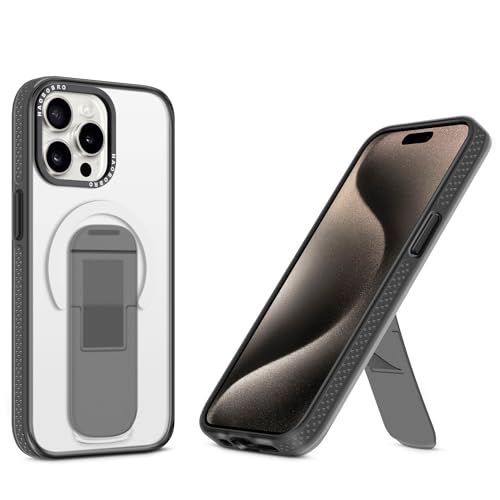 HAOBOBRO für iPhone 15 Pro Hülle mit Standfunktion - Dünn Schutzhülle Kompatibel mit MagSafe - Stoßfest Handyhülle für iPhone 15 Pro Case mit Ständer - Mattierte PC Rückseite + Silikon TPU - Grau HAOBOBRO für iPhone 15 Pro Hülle mit Standfunktion - Dünn Schutzhülle Kompatibel mit MagSafe - Stoßfest Handyhülle für iPhone 15 Pro Case mit Ständer - Mattierte PC Rückseite + Silikon TPU - Grau von HAOBOBRO