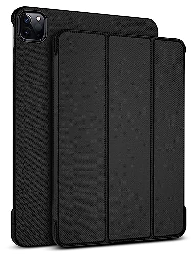 Haobobro Karbonfaser Textur Case - Hülle für 11" iPad Pro (4. Generation) 2022 - Handgefertigtes Case, extra Dünn, stoßfeste Schutzhülle, Standfunktion - iPad Pro 11 Smart Folio Cover in Schwarz von HAOBOBRO