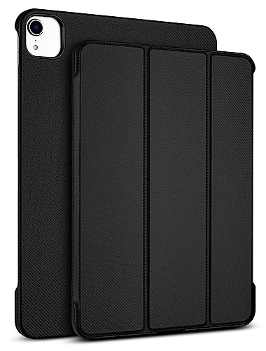 Haobobro [Karbonfaser Textur] Hülle für iPad Air 5 Generation 2022 / iPad Air 4 Generation 2020 - Handgefertigtes Case, extra Dünn, stoßfeste Schutzhülle, Standfunktion, Smart Folio Cover in Schwarz von HAOBOBRO