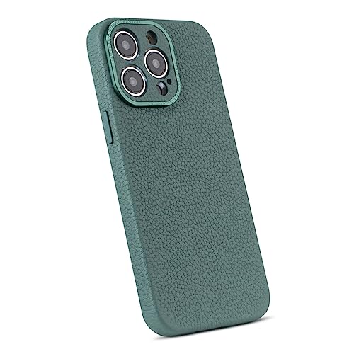 Haobobro Pebble Series - iPhone 14 Pro Max Hülle | Kameraschutz Handyhülle - iPhone 14 Pro Max Leder Case mit MagSafe - iPhone 14 Pro Max Leather Case | 360° Voll abgedeckte stoßfeste Ledercase - Grün von HAOBOBRO