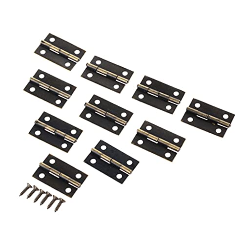 10 Stück antike Bronze-Gold-Möbelscharniere, Schrank, Schublade, Türscharnier, dekorative Scharniere for Schmuckschatulle mit Schrauben, 24 x 16 mm Scharniere(Bronze) von HAODUOO