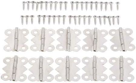 Scharniere, 10/4 Stück Antiksilber Schranktür Möbelscharniere 4 Loch Schmuckschatullen Dekoratives Scharnier Möbelbeschläge + Schrauben Scharniere(25X20mm 10pcs) von HAODUOO