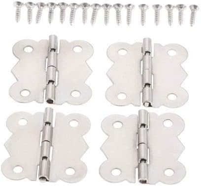 Scharniere, 10/4 Stück Antiksilber Schranktür Möbelscharniere 4 Loch Schmuckschatullen Dekoratives Scharnier Möbelbeschläge + Schrauben Scharniere(30X27mm 4pcs) von HAODUOO