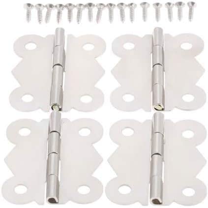 Scharniere, 10/4 Stück Antiksilber Schranktür Möbelscharniere 4 Loch Schmuckschatullen Dekoratives Scharnier Möbelbeschläge + Schrauben Scharniere(40X33mm 4pcs) von HAODUOO