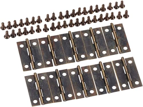 Scharniere, 10 Stück, 30 x 18 mm, antike Schrank-, Schubladen-, Türscharniere, 4 Löcher, Schmuckschatullen, dekorative Scharniere for Möbelbeschläge mit Schraubscharnieren(Antique Bronze) von HAODUOO