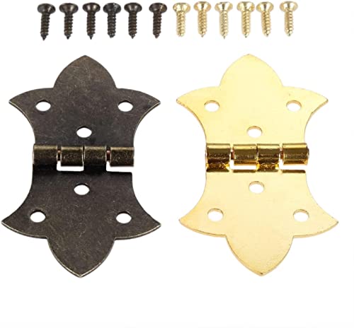 Scharniere, 2 Stück, 31 mm x 57 mm, Bronze, Gold, Silber, Mini-Zinklegierung, Tür, Schrank, Schublade, Schmuckschrank, for Vintage-Holzkistentür, Schrankscharniere(Gold) von HAODUOO