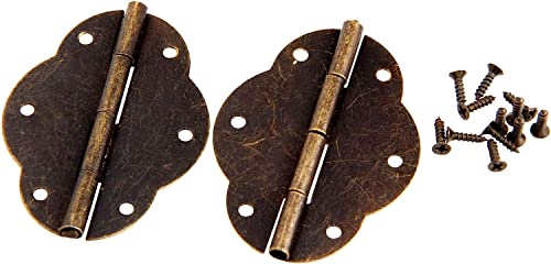 Scharniere, 2 Stück, antike Bronze, Schrankscharniere, Türscharniere, Holz, Geschenk, Schmuckschatulle, Scharnierbeschläge for Möbelbeschläge mit Schrauben, Scharniere(46X34mm) von HAODUOO