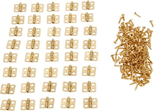 Scharniere, 40 Stück, antike Schrank-, Schubladen-, Tür-, Möbelscharniere, 4 Löcher, Schmuckschatullen, dekorative Scharniere, Möbelbeschläge, 13 x 12 mm Scharniere(Gold) von HAODUOO