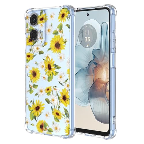 HAOFUGUI Blume Handyhülle für Motorola Moto G24 Power Blume Transparent Hülle, Mädchen Blume Design Case, Mode Ultra Dünn Transparent Schutzhülle Stoßfest TPU Bumper Clear Case-A78 von HAOFUGUI