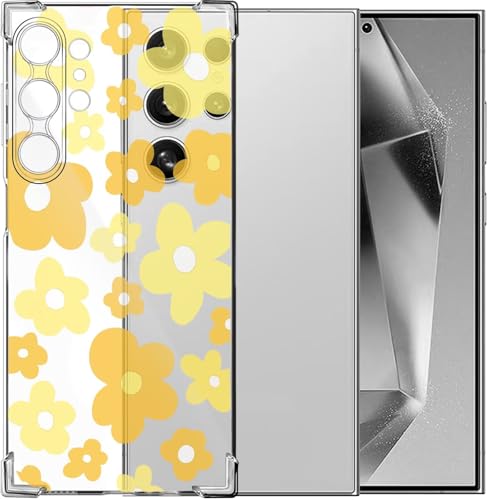 HAOFUGUI Blume Handyhülle für Samsung Galaxy S24 Ultra Blume Transparent Hülle, Mädchen Blume Design Case, Mode Ultra Dünn Transparent Schutzhülle Stoßfest TPU Bumper Clear Case-SJ506 von HAOFUGUI