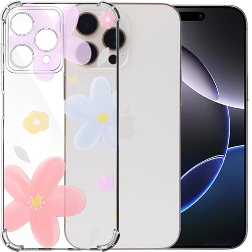 HAOFUGUI Blume Handyhülle für iPhone 16 Pro Max Blume Transparent Hülle, Mädchen Blume Design Case, Mode Ultra Dünn Transparent Schutzhülle Stoßfest TPU Bumper Clear Case-SJ505 HAOFUGUI Blume Handyhülle für iPhone 16 Pro Max Blume Transparent Hülle, Mädchen Blume Design Case, Mode Ultra Dünn Transparent Schutzhülle Stoßfest TPU Bumper Clear Case-SJ505 von HAOFUGUI
