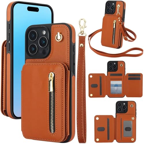 HAOFUGUI Klapphülle für iPhone XS Max, mit [Standfunktion] [RFID Blocker] [Kartenfächern] Handyhülle, mit Band Flip Case für iPhone XS Max Phone-Braun von HAOFUGUI