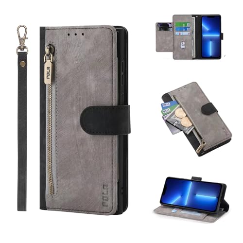 HAONANDE Brieftasche Handytasche für Samsung Galaxy Note 10 Lite, Leder Flip Folio Magnetisch Klapphülle mit 6 Kartenfach, Stand, FRID-Schutz, Handschlaufe, Stoßfest Schutzhülle Grau HAONANDE Brieftasche Handytasche für Samsung Galaxy Note 10 Lite, Leder Flip Folio Magnetisch Klapphülle mit 6 Kartenfach, Stand, FRID-Schutz, Handschlaufe, Stoßfest Schutzhülle Grau von HAONANDE