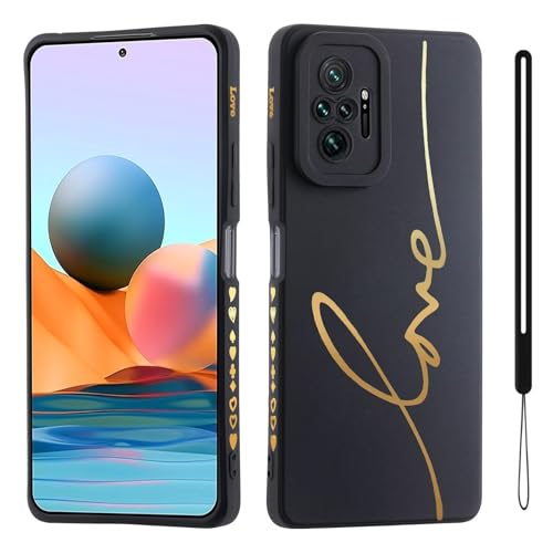 HAONANDE Handyhülle für Xiaomi Redmi Note 10 PRO 4G/Note 10 PRO MAX, Süße Gold Liebesherz Glitzer Bling Schutzhülle für Frauen Mädchen mit Handschlaufe Kameraschutz,Niedliche Slim Case Schwarz HAONANDE Handyhülle für Xiaomi Redmi Note 10 PRO 4G/Note 10 PRO MAX, Süße Gold Liebesherz Glitzer Bling Schutzhülle für Frauen Mädchen mit Handschlaufe Kameraschutz,Niedliche Slim Case Schwarz von HAONANDE