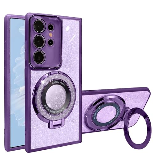 HAONANDE Magnetisch Glitzer Handyhülle für Samsung Galaxy S24 Ultra, Galvanisierte Niedliche Glitzernde Bling Schutzhülle Klar Case für Frauen und Mädchen mit Ständer,Kameraschutz Lila HAONANDE Magnetisch Glitzer Handyhülle für Samsung Galaxy S24 Ultra, Galvanisierte Niedliche Glitzernde Bling Schutzhülle Klar Case für Frauen und Mädchen mit Ständer,Kameraschutz Lila von HAONANDE