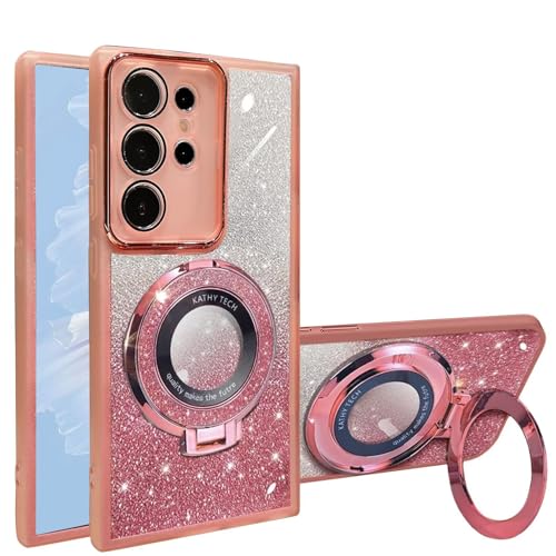 HAONANDE Magnetisch Glitzer Handyhülle für Samsung Galaxy S24 Ultra, Galvanisierte Niedliche Glitzernde Bling Schutzhülle Klar Case für Frauen und Mädchen mit Ständer,Kameraschutz Rosa HAONANDE Magnetisch Glitzer Handyhülle für Samsung Galaxy S24 Ultra, Galvanisierte Niedliche Glitzernde Bling Schutzhülle Klar Case für Frauen und Mädchen mit Ständer,Kameraschutz Rosa von HAONANDE