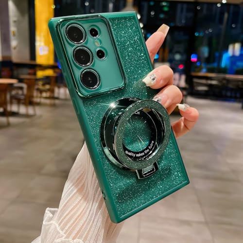 HAONANDE Magnetisch Glitzer Handyhülle für Samsung Galaxy S25 Ultra, Galvanisierte Niedliche Glitzernde Bling Schutzhülle Klar Case für Frauen und Mädchen mit Ständer,Kameraschutz Grün HAONANDE Magnetisch Glitzer Handyhülle für Samsung Galaxy S25 Ultra, Galvanisierte Niedliche Glitzernde Bling Schutzhülle Klar Case für Frauen und Mädchen mit Ständer,Kameraschutz Grün von HAONANDE