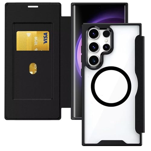 HAONANDE Magnetisch Handyhülle für Samsung Galaxy S23 Ultra, Klapphülle Kompatibel mit MagSafe, RFID Blocker, Kartenfach, PU Leder Flip Stoßfest Schutzhülle Klar Case Schwarz HAONANDE Magnetisch Handyhülle für Samsung Galaxy S23 Ultra, Klapphülle Kompatibel mit MagSafe, RFID Blocker, Kartenfach, PU Leder Flip Stoßfest Schutzhülle Klar Case Schwarz von HAONANDE