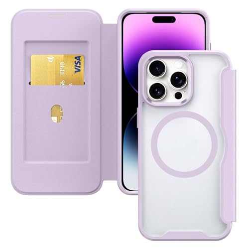 HAONANDE Magnetisch Handyhülle für iPhone 14 PRO, Klapphülle Kompatibel mit MagSafe, RFID Blocker, Kartenfach, PU Leder Flip Stoßfest Schutzhülle Klar Case Lila HAONANDE Magnetisch Handyhülle für iPhone 14 PRO, Klapphülle Kompatibel mit MagSafe, RFID Blocker, Kartenfach, PU Leder Flip Stoßfest Schutzhülle Klar Case Lila von HAONANDE