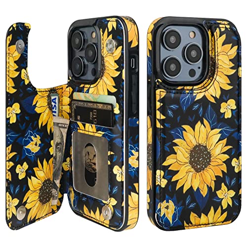 HAOPINSH Schutzhülle für iPhone 14 Pro mit Kartenhalter, blühendes Sonnenblumen-Muster, Rückseite, Flip Folio, PU-Leder, Ständer, Kartenfächer, für Frauen und Mädchen, stoßfeste Abdeckung, 6.1 Zoll HAOPINSH Schutzhülle für iPhone 14 Pro mit Kartenhalter, blühendes Sonnenblumen-Muster, Rückseite, Flip Folio, PU-Leder, Ständer, Kartenfächer, für Frauen und Mädchen, stoßfeste Abdeckung, 6.1 Zoll von HAOPINSH