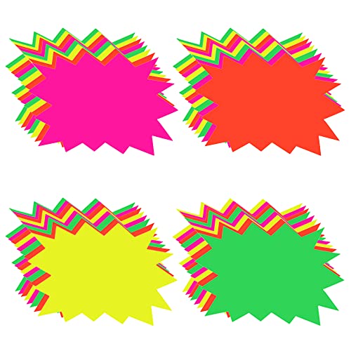 160 Stück fluoreszierende Starburst-Verkaufsschilder, Neonpapier-Sternexplosions-Einzelhandelspreisetiketten, leere Sternform-Papierschilder für Einzelhandelsgeschäfte, Partygeschenke (4 Farben) von HAOTIAN-X