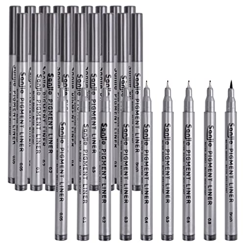 HAOTIAN-X 27 Stück Fineliner Stifte, schwarze Micro-Line Stifte, 9 Größen Archivtinte Fine Liner Pens, wasserfeste Fine Point Ink Art Pens für technisches Zeichnen, Skizzieren, Kalligraphie von HAOTIAN-X