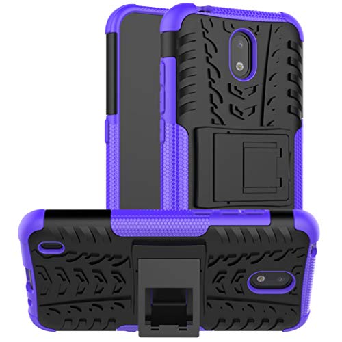 HAOTIAN Handyhülle für Nokia 1.3 Hülle, Rugged TPU/PC Hybrid Armor Schutzhülle. Anti-Scratch PC Rückwand Schale + Stoßfeste TPU Innenschutzabdeckung + Faltbarer Halterungen. Lila von HAOTIAN