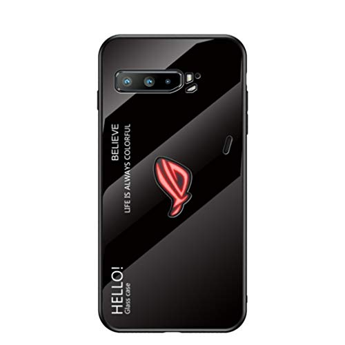 HAOTIAN Hülle für ASUS ROG Phone 3 ZS661KS Hülle, Farbverlauf-Glas Back Cover Handyhülle, Ultra Thin Tasche Cover TPU Silikon Grenze Shock Absorption Stoßfest Case Schutzhülle(Schwarz) von HAOTIAN