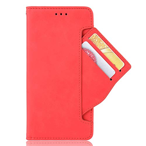 HAOTIAN Hülle für Asus Zenfone 7 Pro ZS671KS, Handyhülle Asus Zenfone 7 Pro ZS671KS Flip Case Brieftasche Schutzhülle, Premium Leder mit Ständer Funktion & Kartenfach & Magnetic Snap Cover, Rot von HAOTIAN