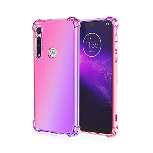 HAOTIAN Hülle für Motorola Moto G8 Power Lite Hülle, Farbverlauf-TPU Handyhülle, [Vier Ecken Verstärken] Weiche Transparent Silikon Soft TPU Case Schock-Absorption Durchsichtig Schutzhülle (Pink/Lila) von HAOTIAN