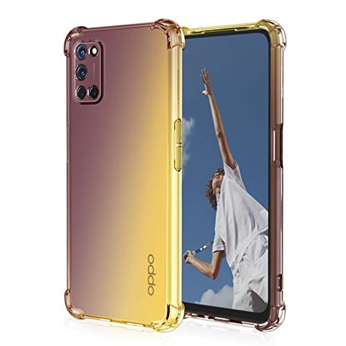 HAOTIAN Hülle für Oppo A52/A72/A92 Hülle, Farbverlauf-TPU Handyhülle, [Vier Ecken Verstärken] Weiche Transparent Silikon Soft TPU Case Schock-Absorption Durchsichtig Schutzhülle (Schwarz/Gold) von HAOTIAN